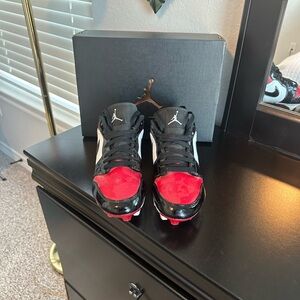 Jordan 1 Low TD Black, Red & White Football Cleats Size 8